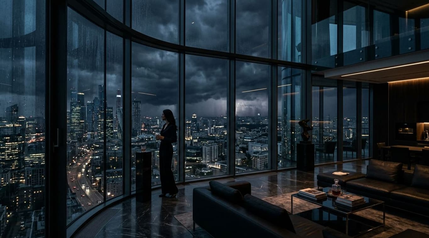 A futuristic corporate tower